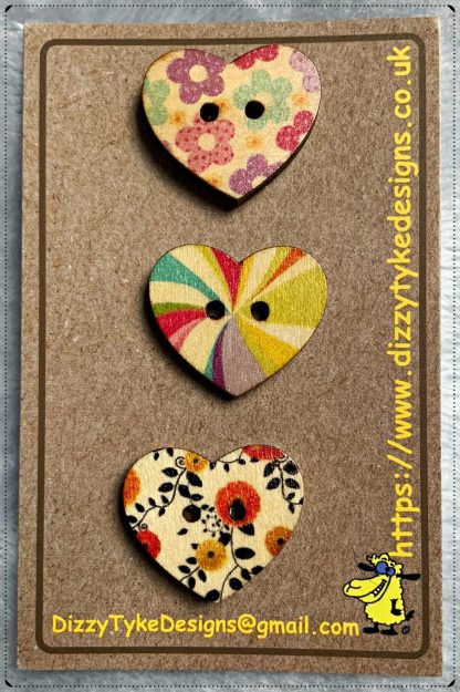 Buttons - Wooden Hearts